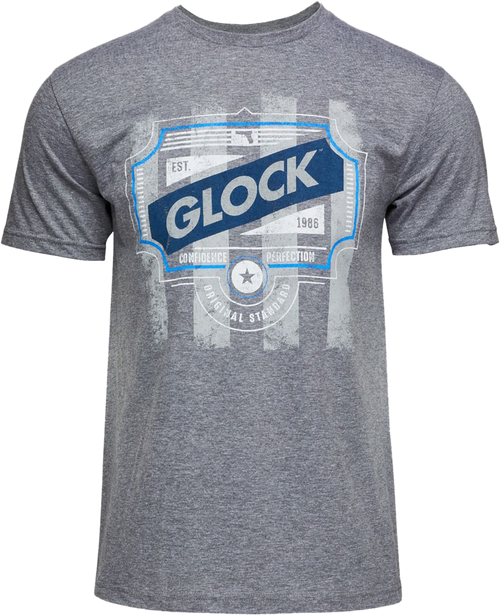 Glock Blue Line Tee Gray Ringspun Cotton/Polyester Short Sleeve Medium