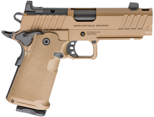 Springfield 1911 DS Prodigy Comp 9mm, 4.25" Bull Barrel, Cerakote Coyote Brown, Tritium, Serrated Rear, Optics Ready, 10rd