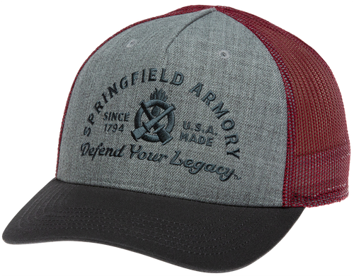 Springfield Defend Your Legacy Brewery Hat Gray/Graphite/Maroon Adjustable Snapback OSFA Structured