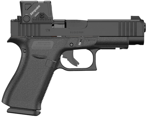 GLOCK 48 M.O.S. 9mm, 4.17" Marksman Barrel, nDLC Black, MOS8 Optic Cut, Aimpoint COA, Serrations, Rail, Ambi Slide Stop, Flared Well, 10r