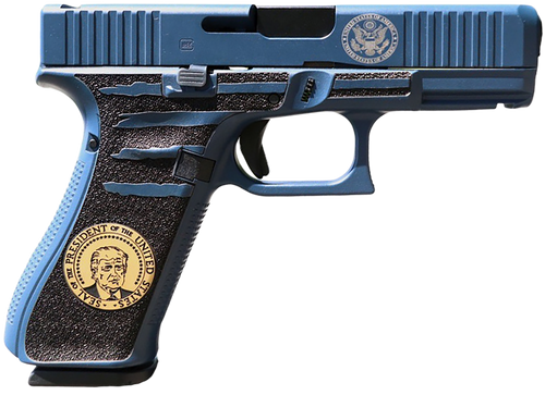 Glock G45 Gen5 MOS Crossover Trump 9mm, 4.02" GMB Barrel, Presidential Blue Engraved, MOS Serrated Slide, Picatinny, 17rd