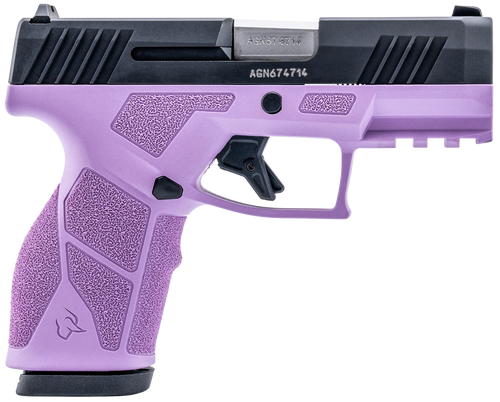 Taurus GX2 9mm, 3.38" Barrel Length, Matte Finish, Black and Light Purple, Manual Safety, White Dot Front Sight with Drift Adjustable Rear Sight, 2x13rd