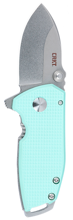 Columbia River Squid Compact, Folding Knife, Stone Washed Finish, Silver Blade, Blue G10 Handle, 1.75" Blade Length, D2, Assisted Opening, Frame Lock