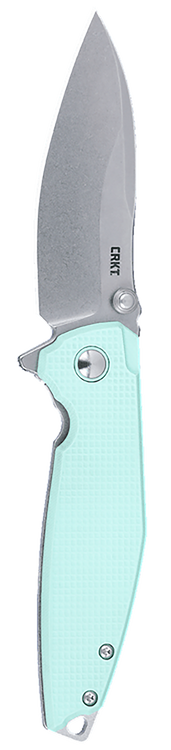 Columbia River IBIS, Folding Knife, Stone Washed Finish, Silver Blade, Blue G10 Handle, 3.09" Blade Length, Sandvik 14C28N, Frame Lock