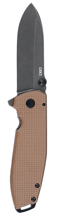 Columbia River Squid, XM (Extra Medium), Folding Knife, Stone Washed Finish, Silver Blade, Brown G10 Handle, 2.95" Blade Length, D2, Assisted Opening, Frame Lock