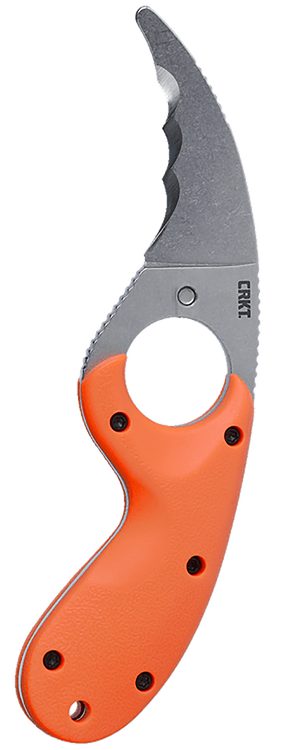 Columbia River Bear Claw, Fixed Blade Knife, Stone Washed Finish, Silver Blade, Orange Glass-Reinforced Nylon Handle, Veff Serrations, 2.38" Blade Length, AUS 8, Includes Thermoplastic Sheath