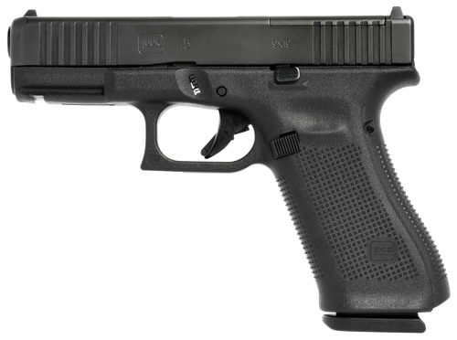 Glock G45 Rebuilt 9mm, 4.02" Barrel, Black nDLC Steel, Serrations, MOS Cuts, Rough Texture Interchangeable Backstraps, Fixed Sights, 17rd