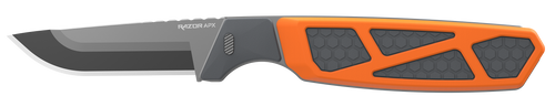 Outdoor Edge Razor APX, Fixed Blade Knife, Plain Edge, 3" Blade Length, Includes (1) Saw, (3) Drop point Blades, (2) Caping Blades, (1) Gutting Blade, Matte Finish, Orange Titanium Coated Removeable Blade Storage Scales