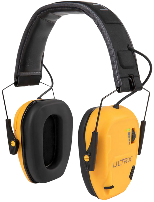 Allen ULTRX Bionic E-Muff, Electronic Earmuff, NRR 22dB, Rubberized Protective Coating, Interstate Yellow