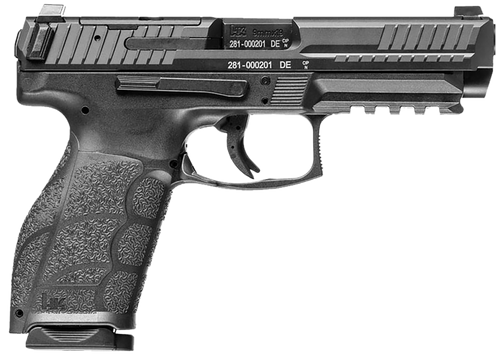 HK VP9A1 F 9mm, 4.53" Barrel, Optic Ready, Serrated, Black, Picatinny Rail, Interchangeable Backstrap, 10rd