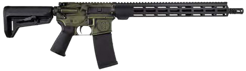 Shark Coast Celtic AR 223 Rem/5.56mm, 16" Barrel, Engraved Celtic Design, Distressed Green, Magpul MOE SL-Grip-Free Float, 30rd