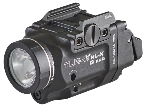 Streamlight TLR-8 HL-X Sub USB, Weaponlight with Green Laser, 1,000 Lumens, Black, Fits Springfield Hellcat, Includes Mounting Kit with Key, Multi-Tool, (1) SL-B9 Battery Pack, and USB-C Cord