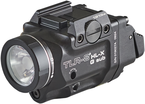 Streamlight TLR-8 HL-X Sub USB, Weaponlight with Green Laser, 1,000 Lumens, Black, Fits Short 1913 Rails, Includes Mounting Kit with Key, Multi-Tool, (1) SL-B9 Battery Pack, and USB-C Cord