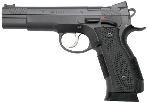 CZ Custom Shop A01-SD 9mm, 5" Match Grade Barrel, Black, Optic/Serrated Slide, Beavertail, Short Dustcover, 19rd
