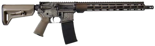 Shark Coast Tactical Viking 223 Rem/5.56mm, 16" Barrel, Engraved Norse Warriors, Flat Dark Earth, Magpul MOE SL, Grip, M-Lok Free Float, 30rd