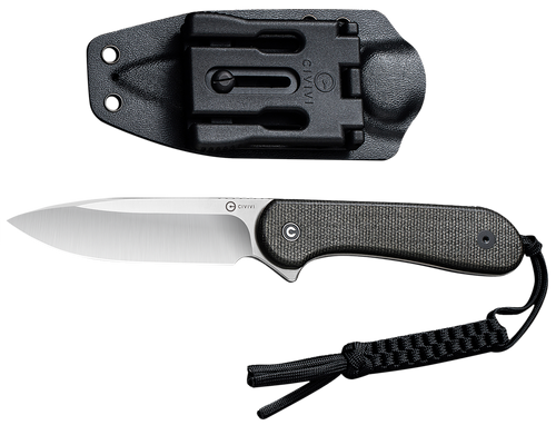 Civivi Knives Elementum 3.98" Fixed Plain Satin D2 Steel Blade, 4.50" Dark Green Micarta Handle