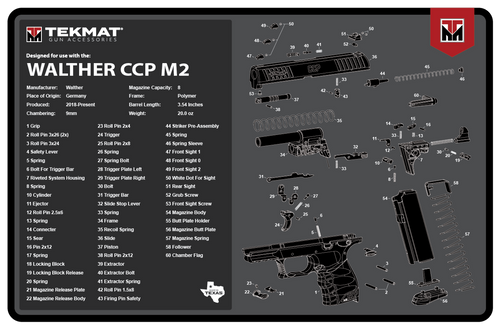 TekMat Walther CCP M2 Cleaning Mat Black/White Rubber 11" x 17"