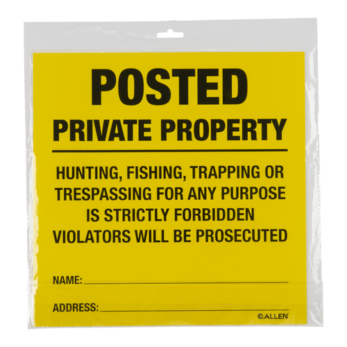 Allen Posted No Trespassing Sign 12 Pk