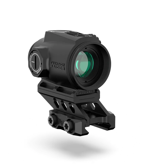 Swampfox Optics Raider Micro Prism Black 1x 20mm Tube 6 MOA Green Dot Reticle Red Laser
