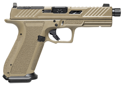Shadow Systems DR920 Elite 9mm, 4.5" Black Spiral Fluted Threaded Barrel, Nitride Slide, FDE Frame, Optics Ready, Flat Faced Trigger, Tritium Front Sight, 2x17rd Mags