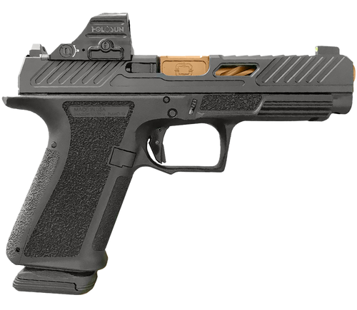 Shadow Systems MR920 Elite 9mm, 4" Bronze Spiral Fluted Barrel, Nitride Slide, Holosun 507c Red Dot, Flat Faced Trigger, Tritium Front Sight, Flared Magwell, 2x15rd Mags