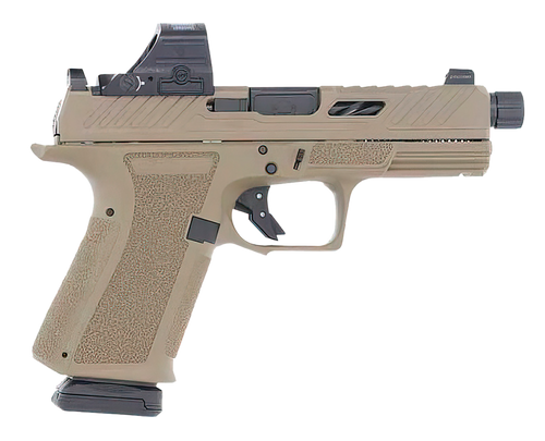 Shadow Systems MR920 Elite 9mm, 4.5" Black Spiral Threaded Barrel, FDE Frame/Slide, Holosun 507c Red Dot, Flat Faced Trigger, Tritium Front Sight, Flared Magwell, 2x15rd Mags