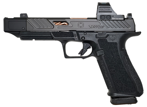 Shadow Systems DR920 Elite 9mm, 4.8" Black Spiral Fluted Barrel w/Compensator, Holosun 507c Red Dot, Flat Faced Trigger, Tritium Front Sight, 2x17rd Mags