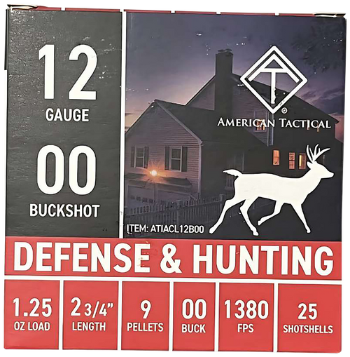ATI Defense Shotshells 2 3/4" 1 1/4oz 00 Buck Shot 25 Per Box (10 Case)