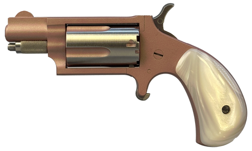 North American Arms Mini-Revolver 22 Mag, Stainless 1.13" Barrel, Rose Gold Cerakote Frame/Barrel, Rose Gold/Stainless Cylinder, White Pearlite Grips, 5rd