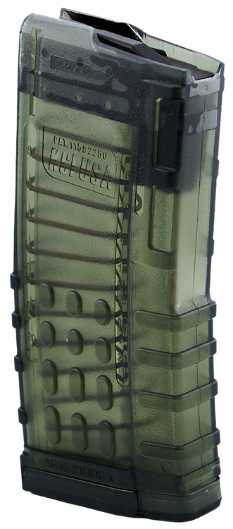KCI AR-15 Magazine  223 Rem/5.56, Translucent Smoke Polycarbonate 21rd