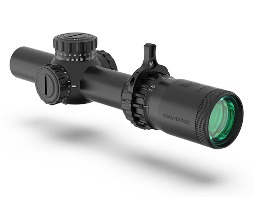 Swampfox Optics Tomahawk II Black 1-4x 24mm 30mm Tube Bright Fiber Optic Red Reticle