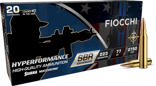 Fiocchi Hyperformance 223 Rem 77gr, Hollow Point Boat Tail, 20rd Box