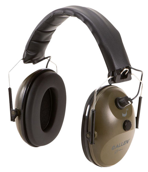 Allen Single Microphone Emuff 82 dB Over the Head Low-Profile Olive Drab Green Ear Cups with Adjustable Black Headband for Adults