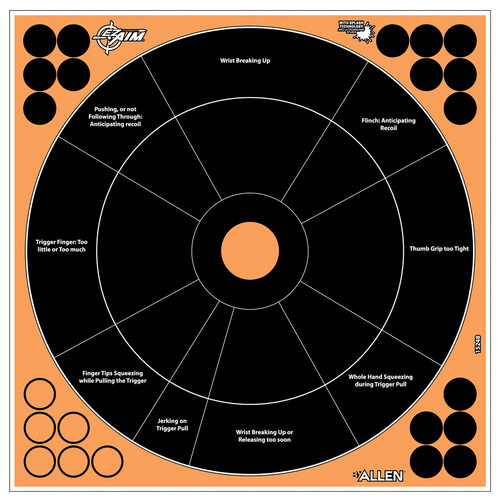 EZ-Aim Reflective Adhesive Target Splash Handgun Trainer Circle Self-Adhesive Paper Target 12" x 12" 5 Per Pack