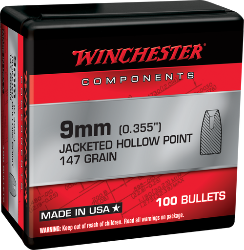Winchester 9mm Subsonic .355 147gr, Jacketed Hollow Point 100 Box NOT AMMO