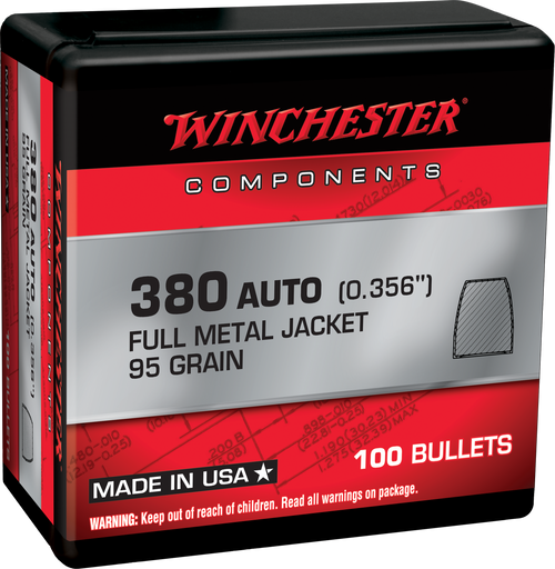 Winchester 380 ACP .356 95gr, Full Metal Jacket 100 Box NOT AMMO