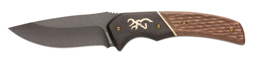Browning Hunter 3.63" Fixed Drop Point Plain Black Oxide Stonewashed 440C SS Blade/Brown Jigged Hardwood Walnut Handle Includes Sheath