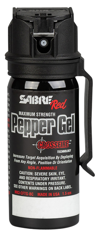 Sabre Crossfire, 1.8 oz Crossfire Pepper Gel  Belt Clip, Black