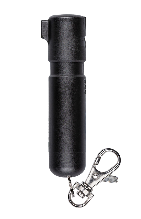 Sabre Mighty Discreet Pepper Spray Capsaicin UV Dye Effective Distance 12 ft .20 oz Black Includes Key Ring Includes Snap Clip