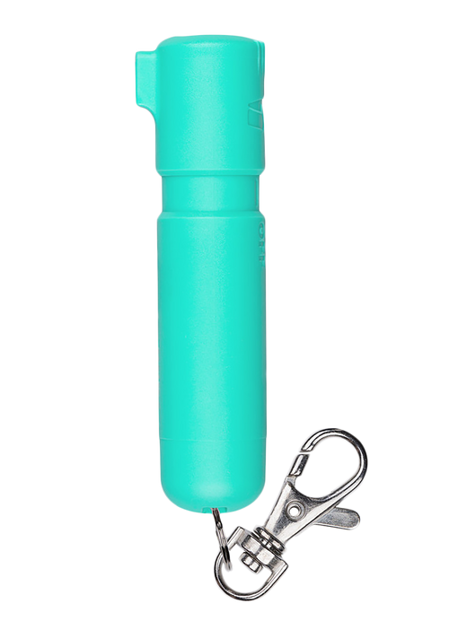 Sabre Mighty Discreet Pepper Spray Capsaicin UV Dye Effective Distance 12 ft .20 oz Mint Includes Key Ring Includes Snap Clip