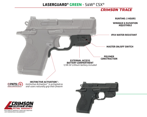 Crimson Trace Laserguard CSX Green Black Smith & Wesson