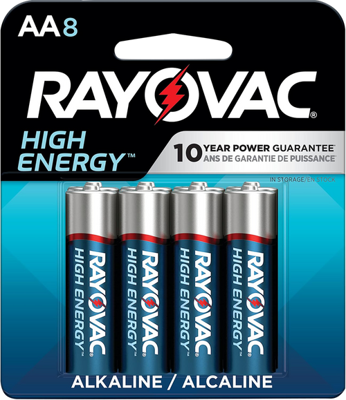 Rayovac AA HIGH ENERGY Alkaline Batteries Silver/Blue 1.5 Volts 2,700 mAh (8) Single Pack
