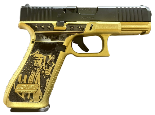 Glock G47 9mm Gen5 MOS Don Wick, 4.49" Black GMB Barrel, Black nDLC, Serrated, Gold Trump Engraving,Picatinny, 17rd