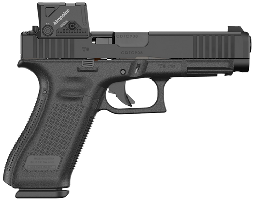 [764503064968] GLOCK 47 M.O.S. G5 9mm, 4.49" Marksman Barrel, nDLC Black, MOS8 Optic Cut, Aimpoint COA, Serrations, Ambi Slide Stop, Flared Well, 17rd