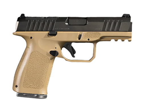 [860011577379] Rost Martin RM1C California 9mm, 4" Barrel, Black, Tenifer Optic Ready/Serrated Slide, Flat Dark Earth, Picatinny, Textured Grip, 10rd