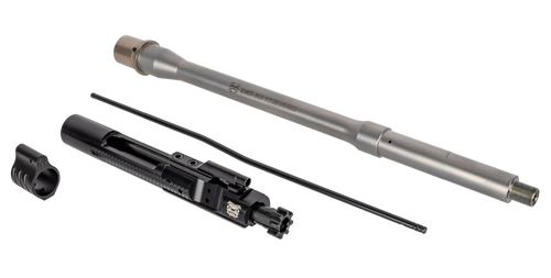 [181969500784] Rosco Purebred, Saucepack, Barrel, 223 Wylde, 14.5", Mid Length Gas Length, Fits AR-15, Sandblasted Finish, Silver, Includes Bolt Carrier Group, Gas Tube, Non Adjustable Gas Block