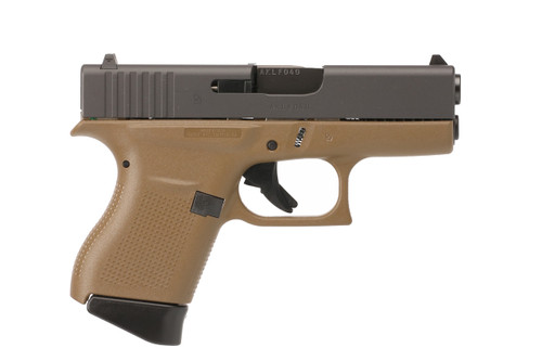 [764503914409] Glock G43 Gen 3 9mm, 3.4" Barrel, Flat Dark Earth Frame, Black Slide, 6rd