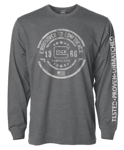 [764503040689] Glock Crossover Heather Gray Cotton/Polyester Long Sleeve Small