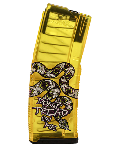 [850057645316] Amend2 Magazine, 223 Remingtin/5.56mm, 30rd, Fits AR s, Polymer, Translucent Yellow Gadsden Flag