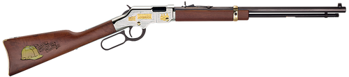 [619835044167] Henry Golden Boy American Construction Tribute Edition 22 LR, 20" Octagon Barrel, Walnut Stock, Blued Barrel, Nickel Plated Silver Engraved, Adj Sights, 16 Round